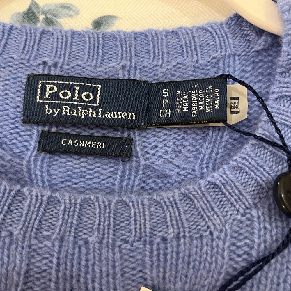 Polo Ralph Lauren Blue Cable Knit Cashmere Sweater - Size Small - New With Tags - Picture 7 of 8